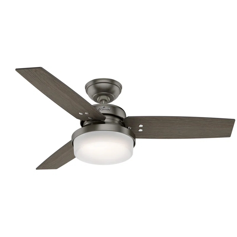 Hunter Fan 44" Sentinel 3 - Blade Standard Ceiling Fan with Remote Control and Light Kit Included