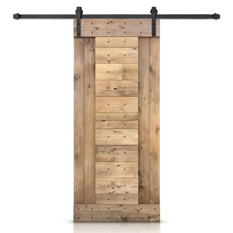 Calhome 84'' Solid Wood Paneled Painted with Installation Hardware Kit Barn Door