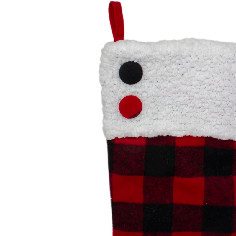 Northlight Seasonal 23" Black and Red Rustic Buffalo Plaid Christmas Stocking