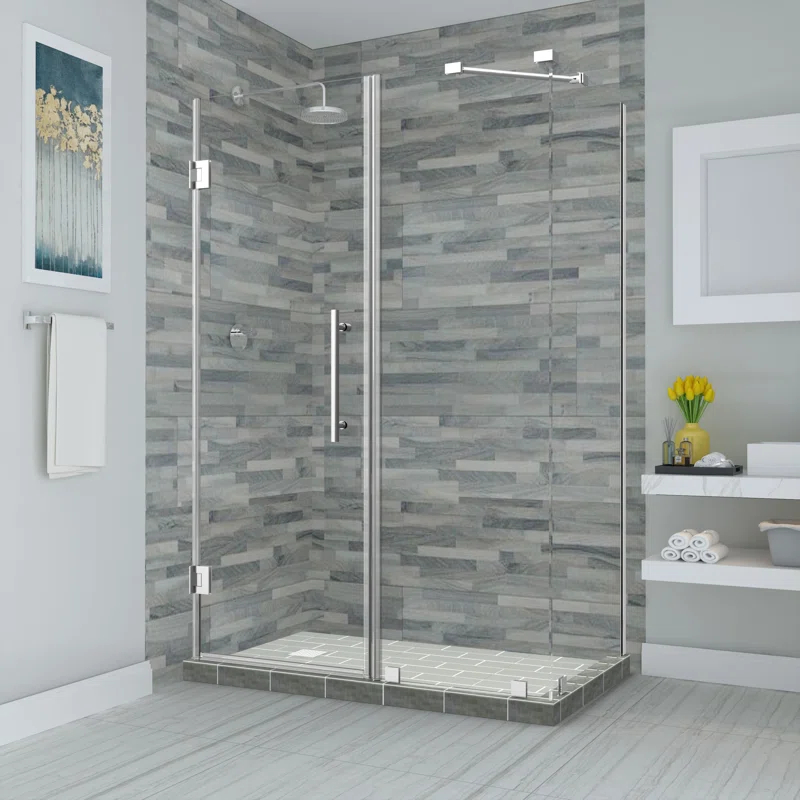Aston SEN967EZ-CH-522238-10 Bromley Semi-frameless Rectangle Hinged Shower Enclosure