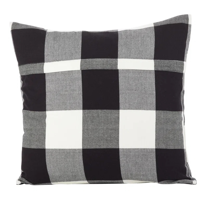 Saro Birmingham Collection Plaid Cotton Reversible Throw Pillow