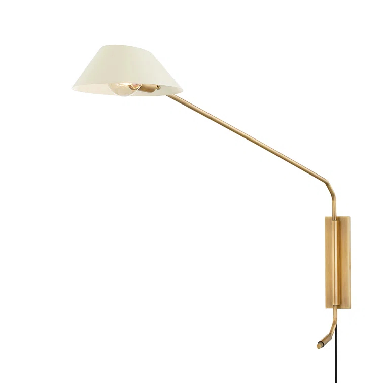 Riaz Plug-in Sconce - Cream and Brass