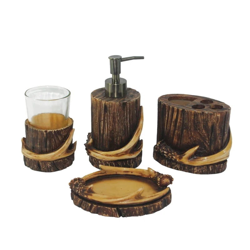 Paseo Road by HiEnd Accents Brown Resin Antler Rustic Cabin Lodge Toothbrush Holder