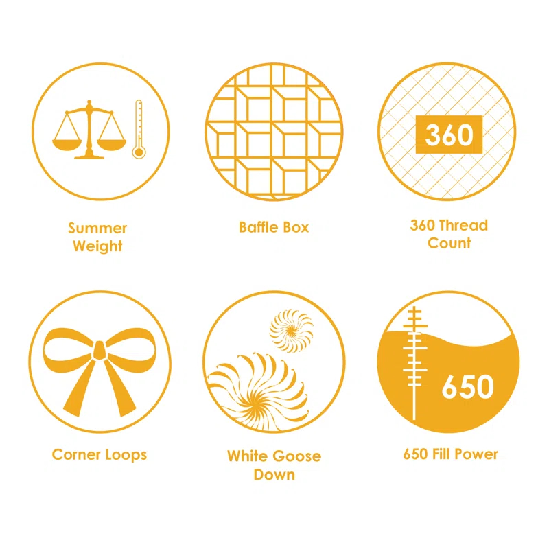 650 Fill Power White Goose Down Duvet - Summer Weight