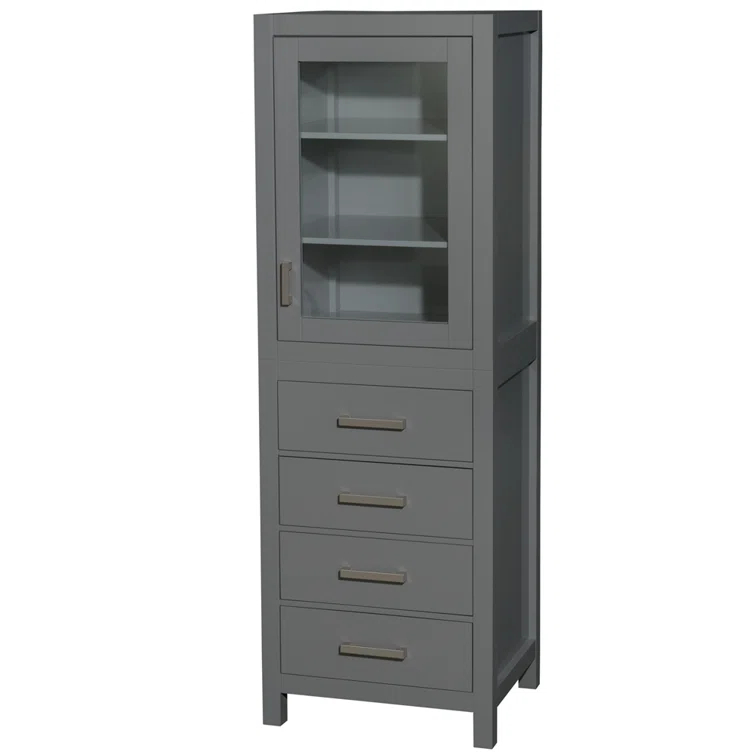 Wyndham Collection Sheffield Solid Wood Freestanding Linen Cabinet