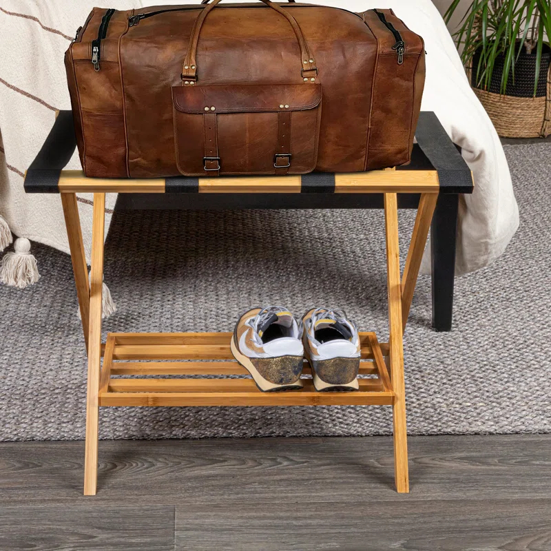 Folding Bamboo Luggage Rack