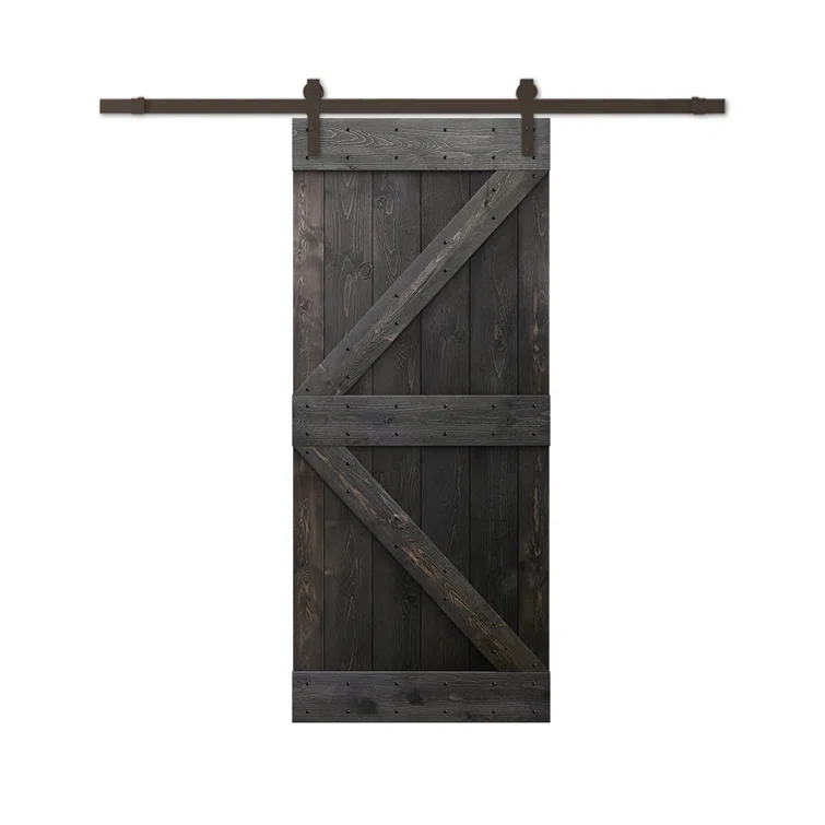 TMS 84'' Solid Wood Paneled Painted with Installation Hardware Kit Barn Door