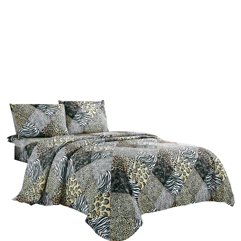 Box Stitch Animal Print Comforter Set