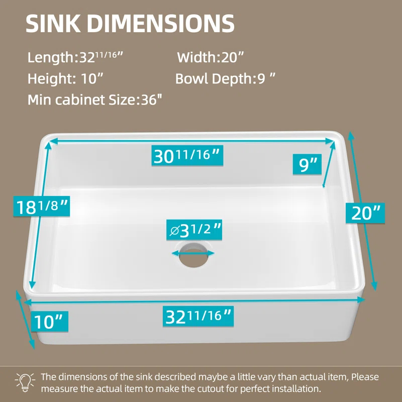 Pure 33 in. Workstation White Kitchen Sink Apron Front Fireclay Farmhouse Sink Single Bowl with Accessory Kit