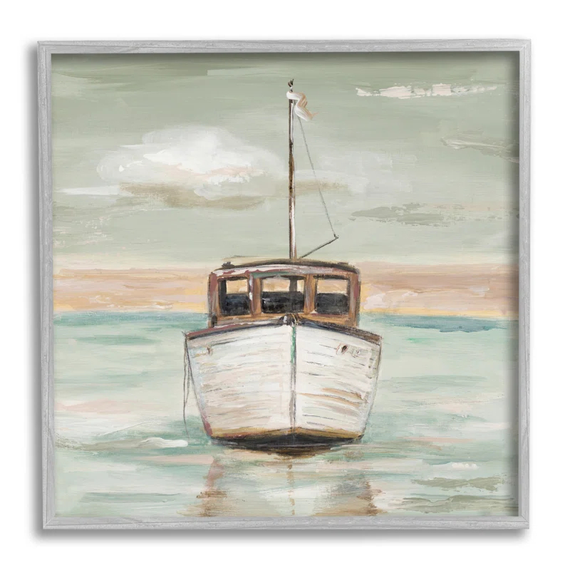 Stupell Industries " Navigating Water Vessel Ocean Crossroads Sunset Painting " by Patricia Pinto Painting Print