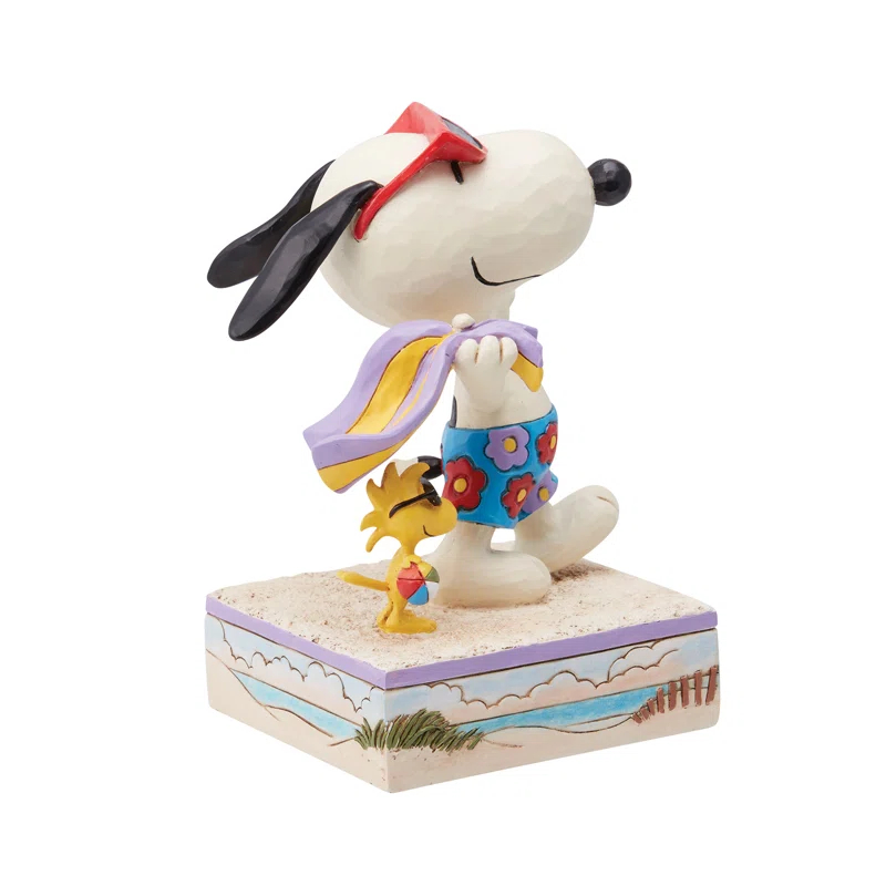 Jim Shore Peanuts by Jim Shore Snoopy & Woodstock at the Beach Figurine 5.1in H