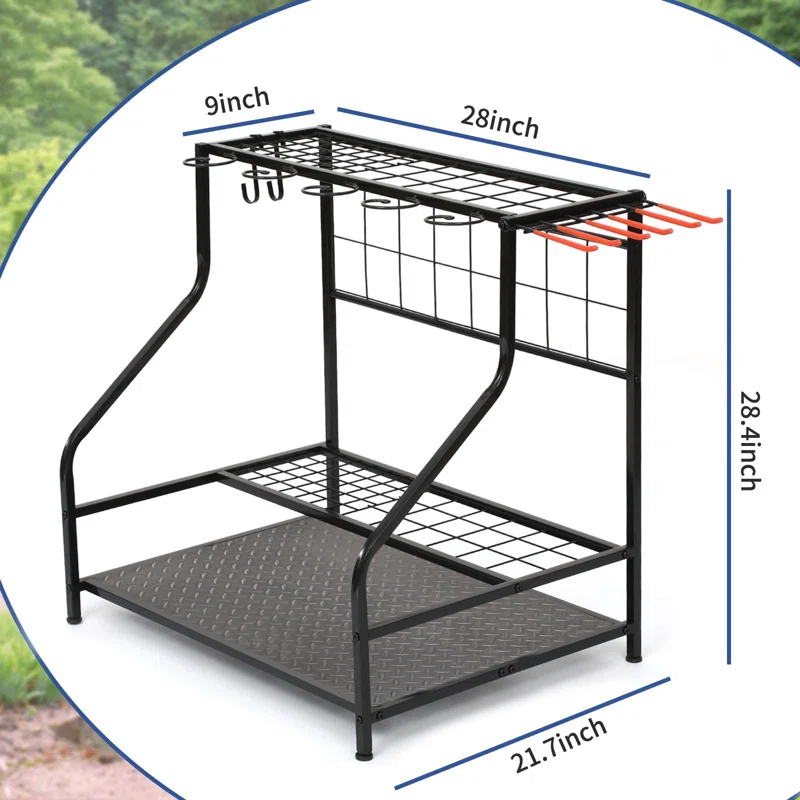 RILVIX Garden Tool Organizer for Garage, Holds Up to 58 Tools, Yard Tool Rack, Shed & Outdoor Tool Stand, Black