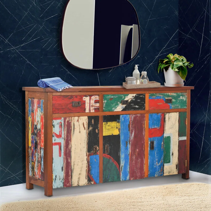 Chic Teak Solid Wood Freestanding Bathroom Cabinet