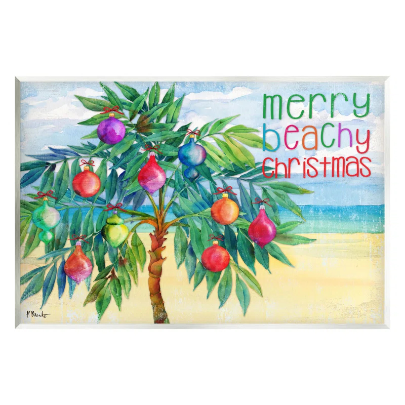 Stupell Industries " Merry Beachy Christmas Holiday Palm " by Paul Brent