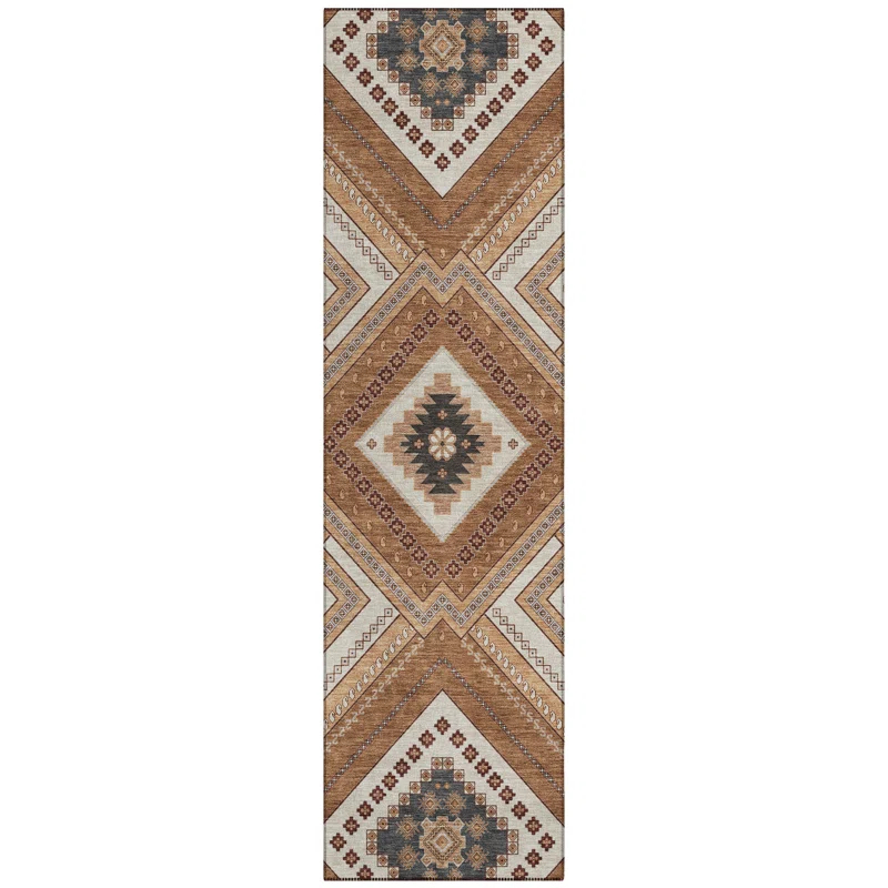 Machine Washable Indoor/Outdoor Chayden ACN1010 Copper 8' x 8' Round Rug
