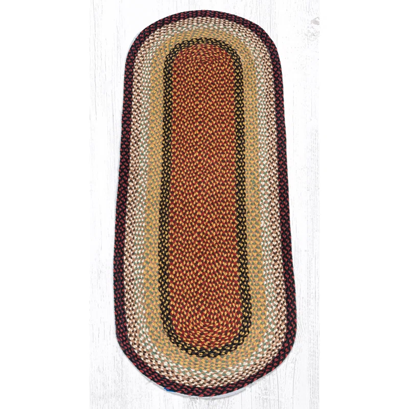Millwood Pines Tarsha Burgundy/Mustard Braided Area Rug