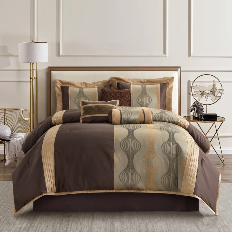 Nanshing America, Inc Kath 7 Piece Microfiber Modern & Contemporary Comforter Set