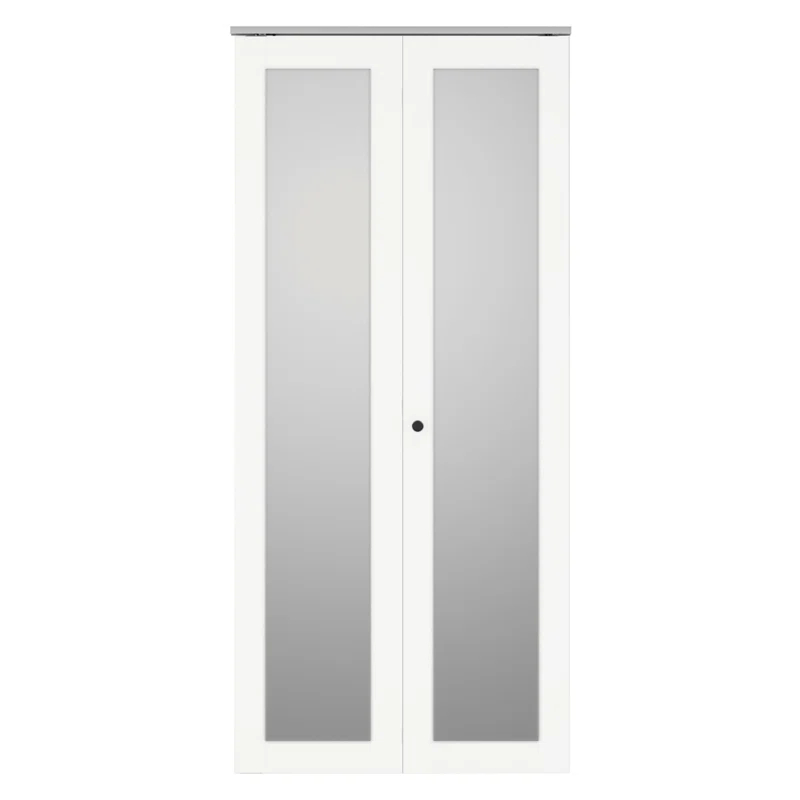 Calhome Full Lite Frosted Glass MDF Bi-Fold Door with Hardware Kit and Door Handle