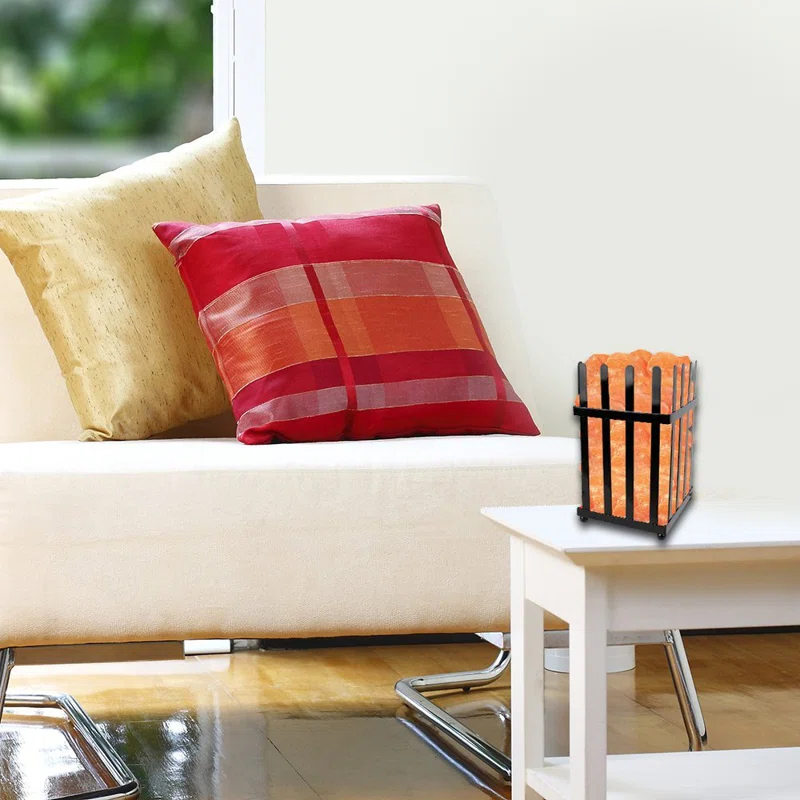 WBM LLC Himalayan Glow Picket Fence Style Metal Basket Salt Lamp- Dimmer Switch & ETL Certified Cord3