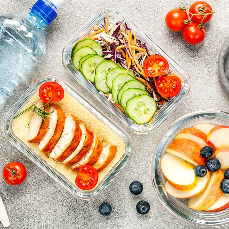 10-Piece Glass Dinner Containers, Stackable Glass Food Storage Containers Set with Lids, BPA Free