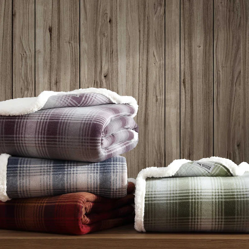 Eddie Bauer Eddie Bauer Printed Plush Fleece/Sherpa Oversized Throw Blanket
