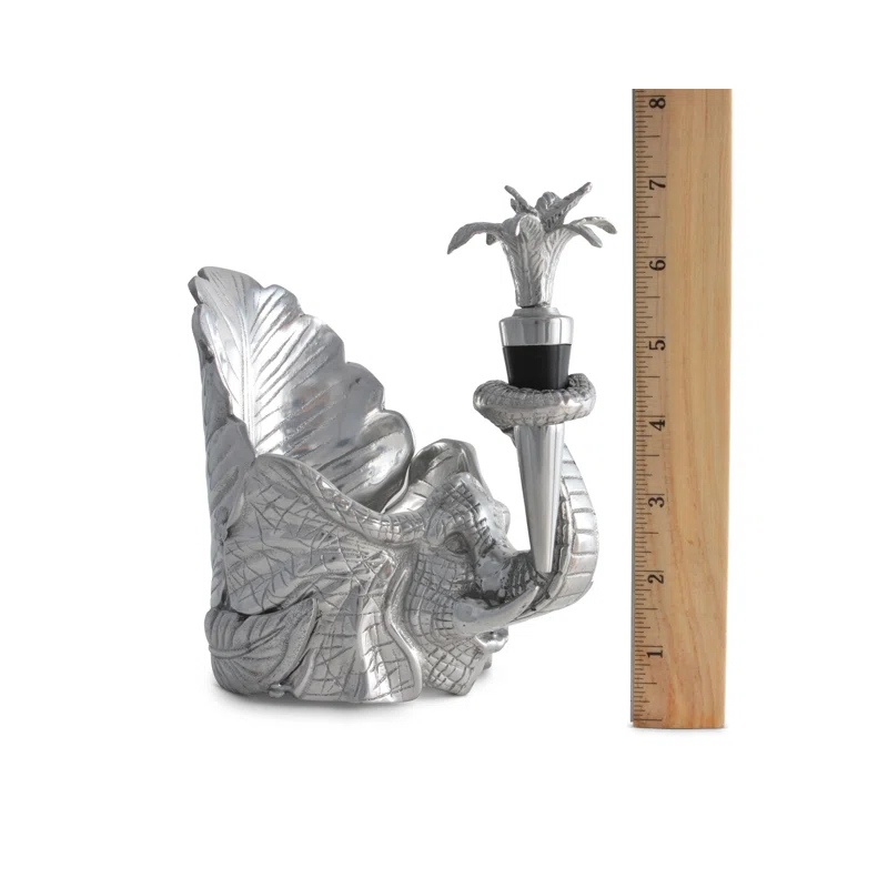Arthur Court Designs Elephant Wine Caddy and Bottle Stopper