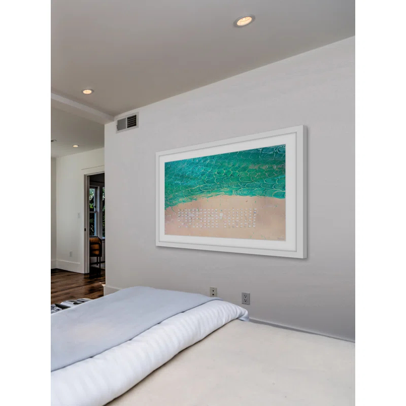 Parvez Taj 'White Umbrella Beach' by Parvez Taj Framed Print