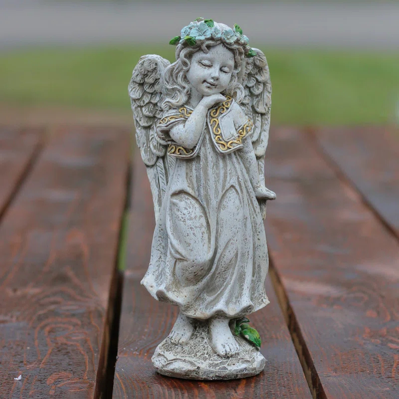 Northlight Seasonal Standing Angel with Floral Crown Outdoor Garden Statue