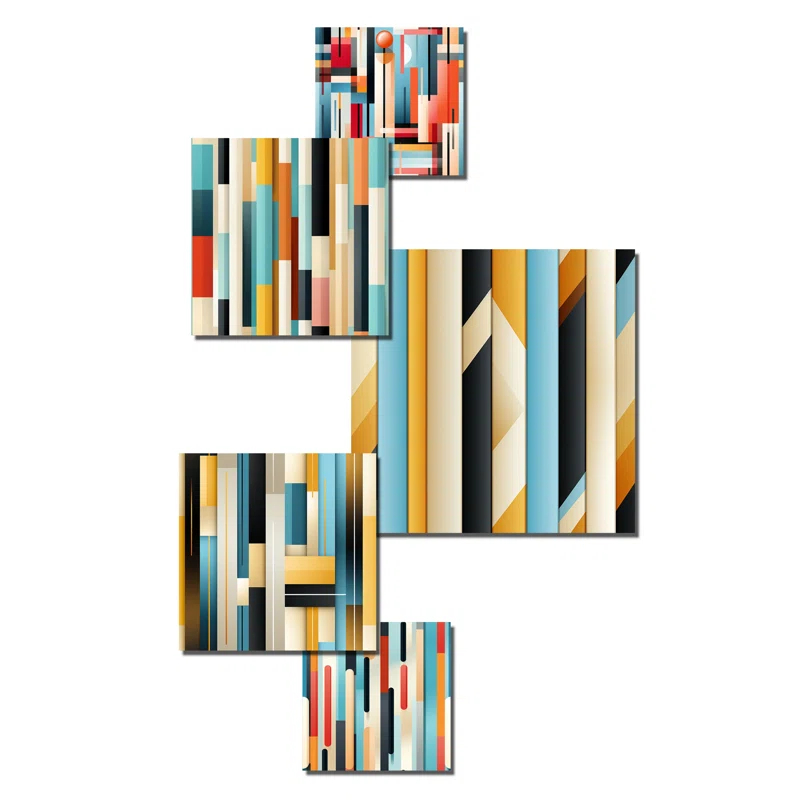 Urban Chic Striped Pattern - Abstract Wall Art Set Of 5