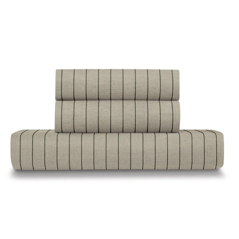 Ella Jayne Home French Linen Cotton Striped Duvet Cover 3-Piece Set