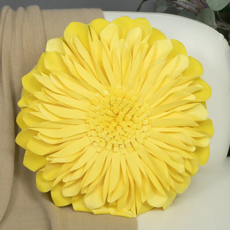 JWH Appliqued Throw Pillow 3D Sunflower Accent Pillow Cover & Insert