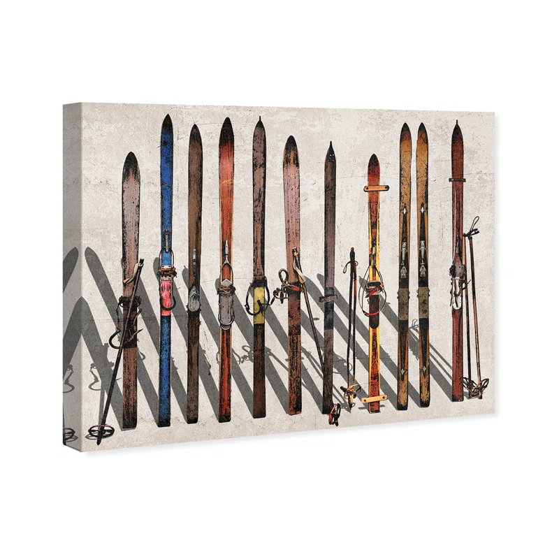 Art Remedy " Sports And Teams Vintage Skis, Modern & Contemporary Brown " by Oliver Gal