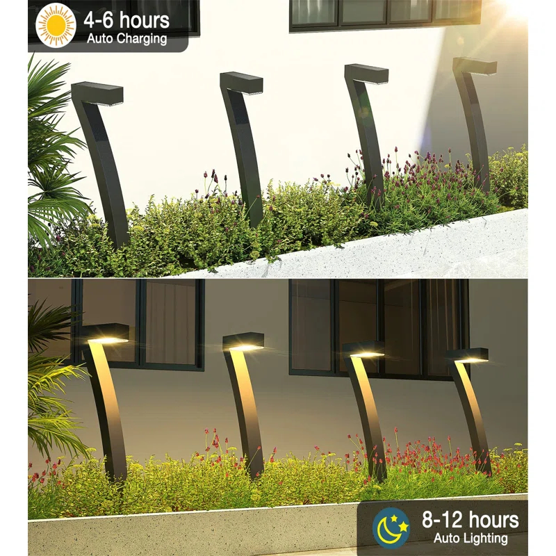 BTERAZ Black Solar Powered Integrated LED Acrylonitrile Butadiene Styrene Pathway Light