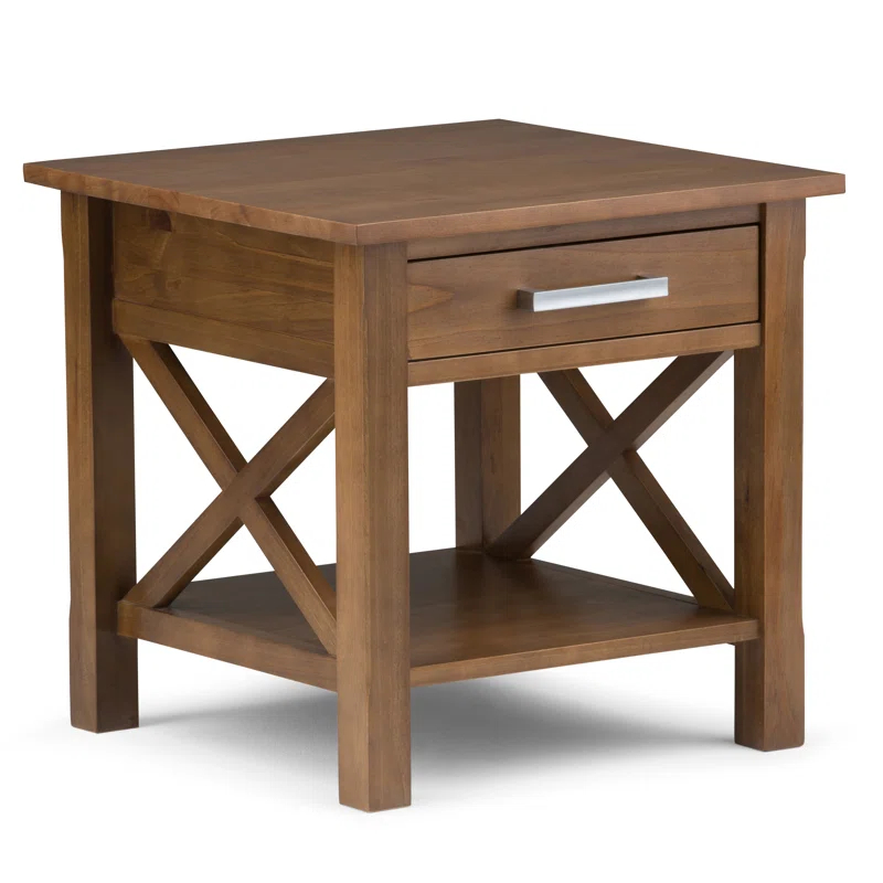 Simpli Home Kitchener 21"W Solid Mango Wood Square End Table with Storage Drawer