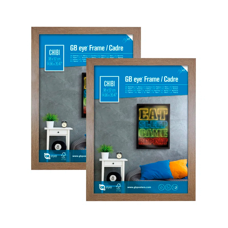 Gb Eye 20.5" X 15" Frame Set Of 2, Fsc Oak Wooden Poster Frame