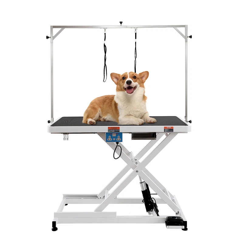 VEVOR 41'' H x 49.2'' W x 25.6'' D Metal Adjustable Electric Grooming Table