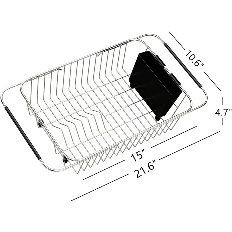 THE GLAMOUR BOUTIQUES Adjustable Over Sink Dish Rack Stainless Steel Dish Drying Rack On Counter Or In Sink, Rustproof