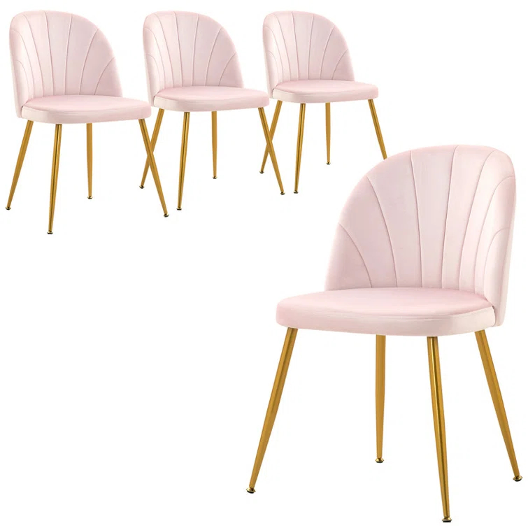 Everly Quinn Velvet Upholstered Stacking Side Chair (Set of 4)