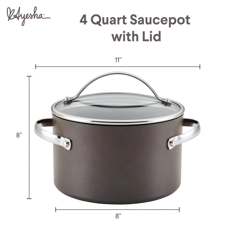 Ayesha Curry Ayesha Curry Professional Hard Anodized Collection Nonstick Stockpot Saucepot with Lid, Charcoal