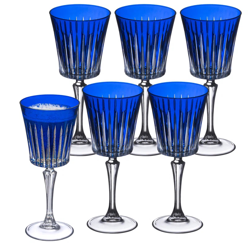 Barski Colored Wine Glasses - Set of 6 Wine Goblets - Glassware - Water Goblets - 7.5 oz (Set of 6)