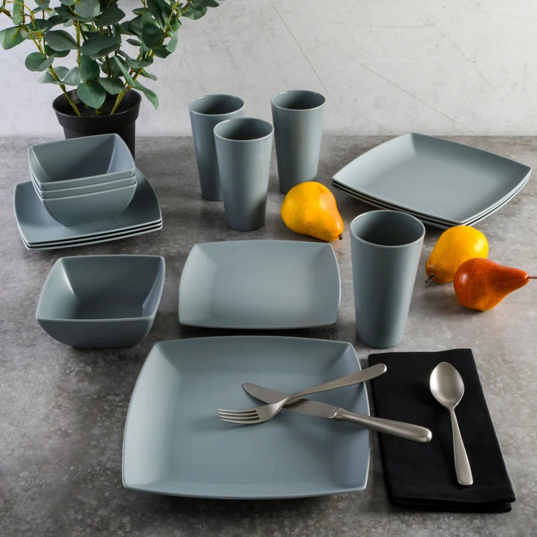 Gibson Home 16 Piece Melamine Dinnerware Set, Service for 4