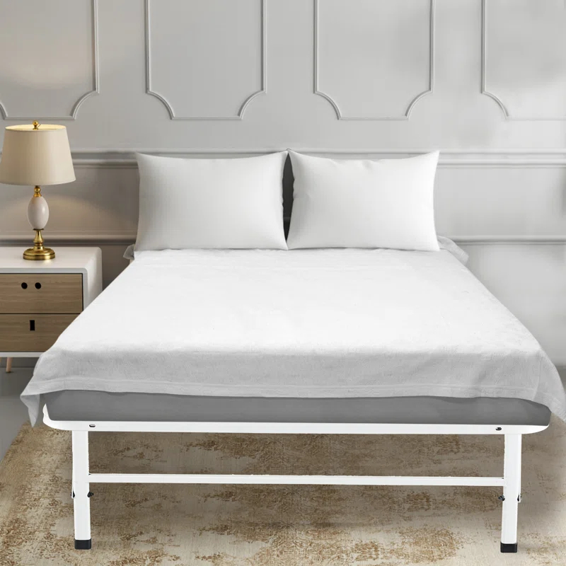 Alwyn Home Muscoy 14" Foldable Steel Bed Frame, No Box Spring Needed, Underbed Storage , Easy Assembly
