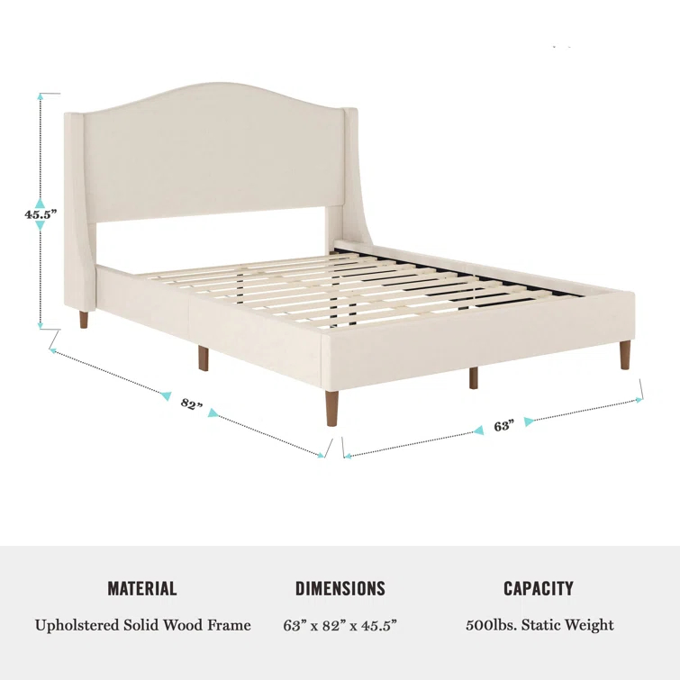 Martha Stewart Martha Stewart Amelia Upholstered Platform Bed With Curved Headboard