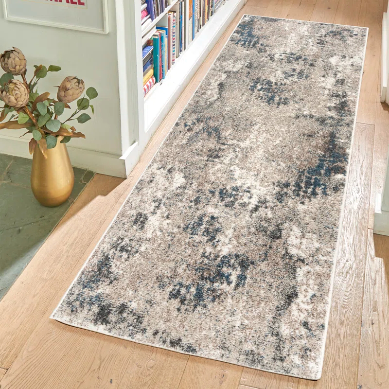 Gertmenian Heirloom Huma Modern Abstract Beige Black Blue Polypropylene Area Rug