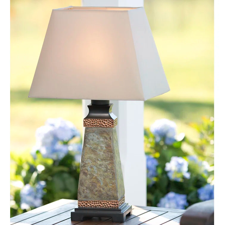 Plow & Hearth Weatherproof Slate Outdoor 23" Table Lamp