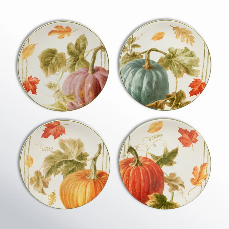 Certified International Autumn Harvest Set Of 4 Dessert Plate
