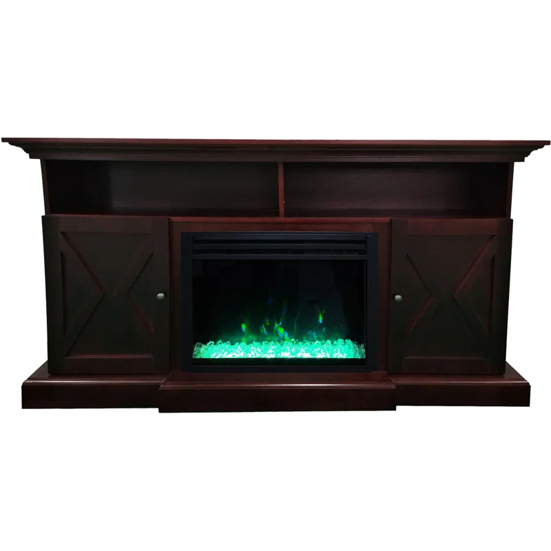 Cambridge Cambridge Summit 62-In. Farmhouse Fireplace TV Stand with Crystal Rocks Display