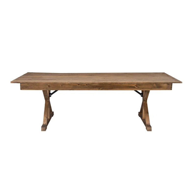 Flash Furniture Eternity Rectangular Solid Pine Farm Dining Table with Folding X-Style Legs