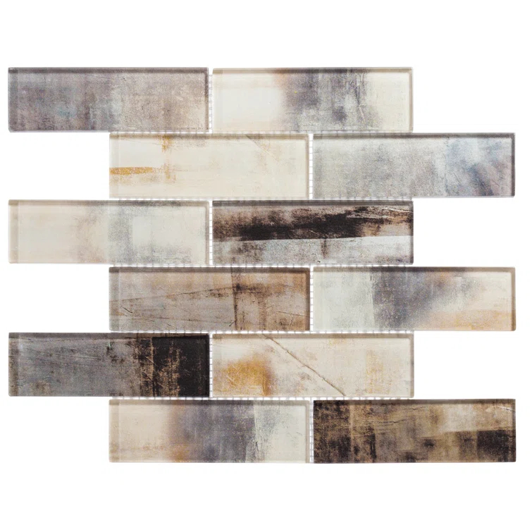 Andova Migdal 2'' x 6'' Glass Brick Joint Mosaic Kitchen Backsplash, Bathroom, Shower, Wall and Floor Tile