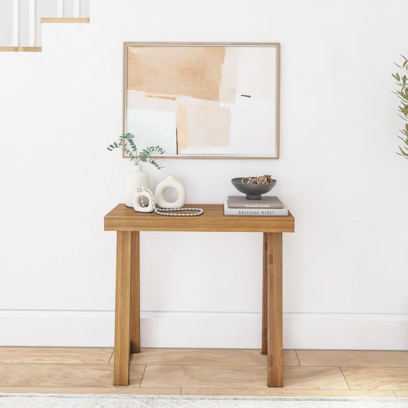 Millwood Pines Solid Wood Console Table, 36 Inch, Sofa Table, Narrow Entryway Table For Hallway, Behind The Couch, Living Room, Foyer, Easy Assembly, Pecan